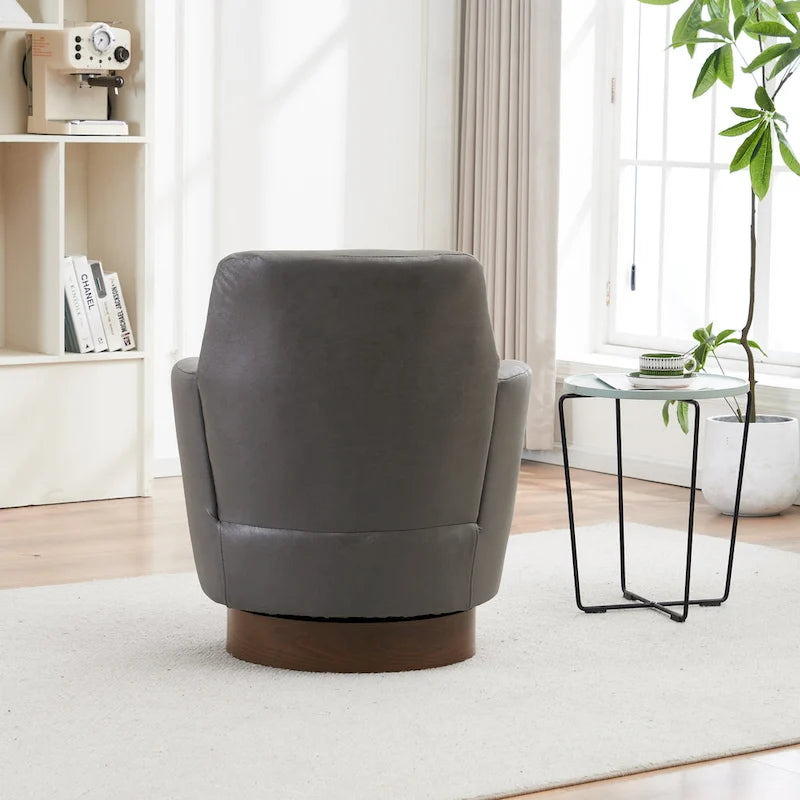 29.3 Upholstered Swivel Barrel Chair with Stainless Steel Base