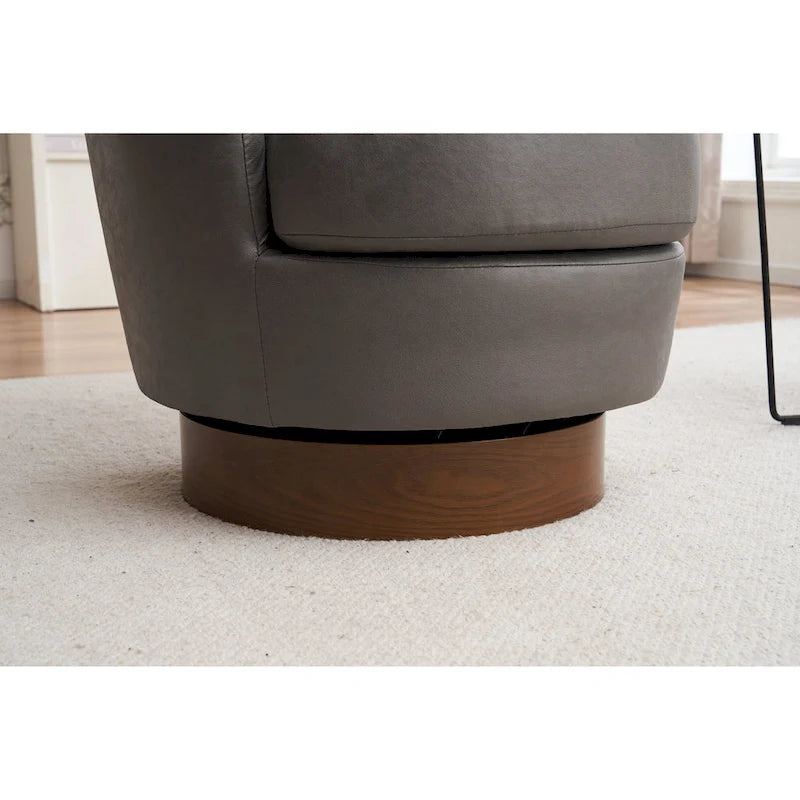 29.3 Upholstered Swivel Barrel Chair with Stainless Steel Base