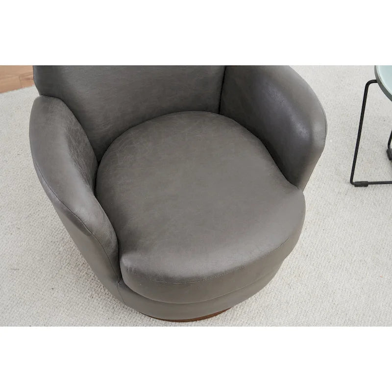 29.3 Upholstered Swivel Barrel Chair with Stainless Steel Base