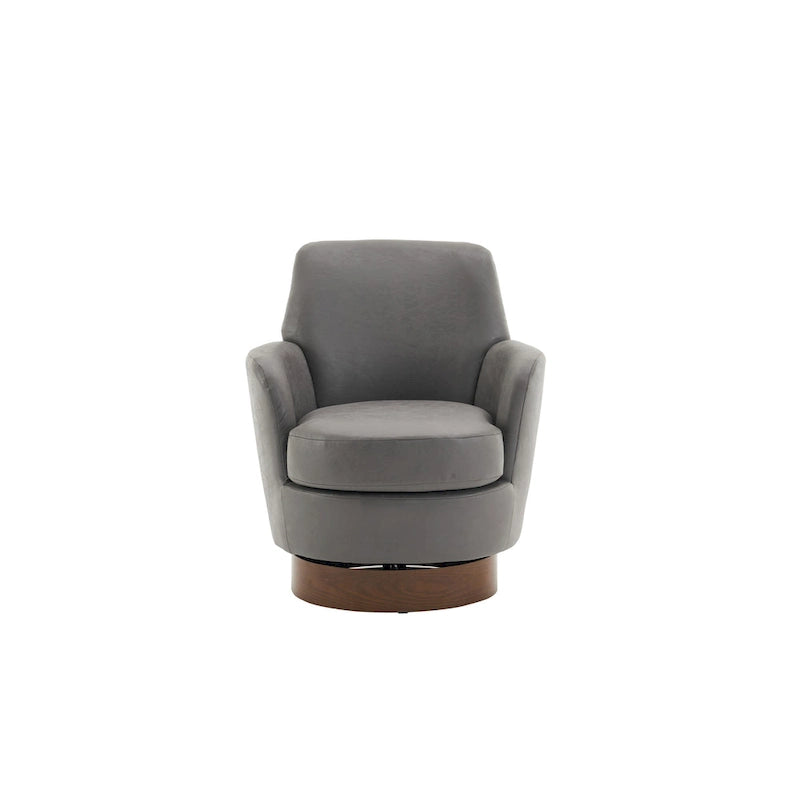 29.3 Upholstered Swivel Barrel Chair with Stainless Steel Base