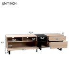 Natural+Black 70.9 TV Stand with Double Storage for 80 TVs