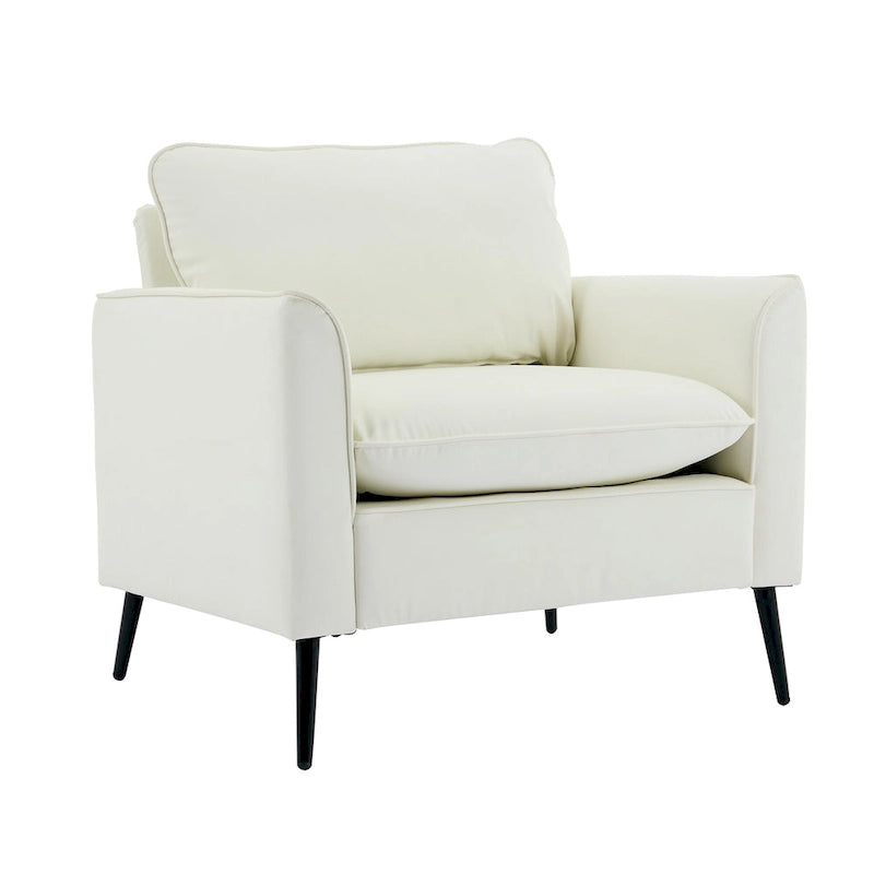 Cat paw leather upholstered sofa 1PC Cream White