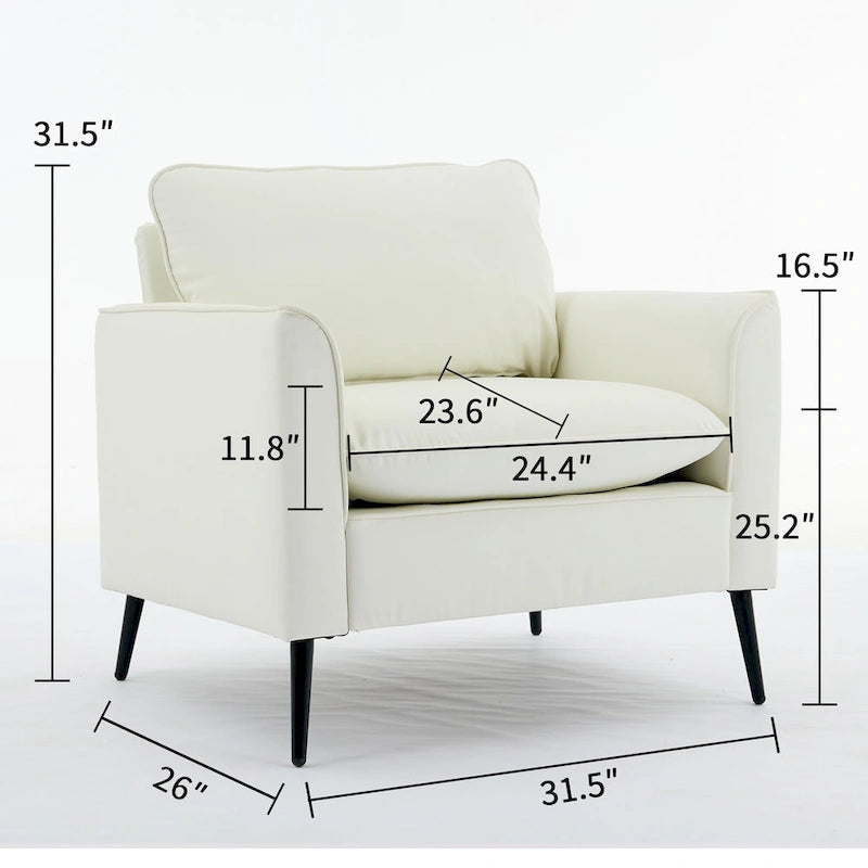 Cat paw leather upholstered sofa 1PC Cream White