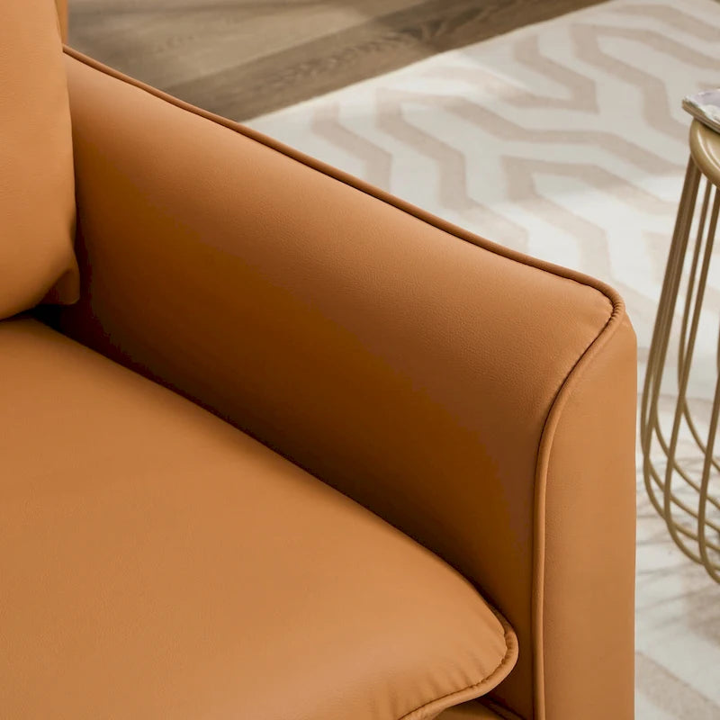 Cat paw leather upholstered sofa 1PC Cream White