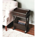 24 Black Solid and Manufactured Wood End Table With Drawer And Shelf With Magazine Holder - 24