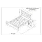Grey Pine Wood Full Bed with Slatted Headboard and Footboard - No Box Spring Required, Includes Nightstand