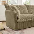 Corduroy Slipcovered L-Shaped Sectional Sofa with Deep Seats, 4-Seater Couch with Supple Armrests and 2 Big Pillows