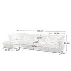 Corduroy Slipcovered L-Shaped Sectional Sofa with Deep Seats, 4-Seater Couch with Supple Armrests and 2 Big Pillows