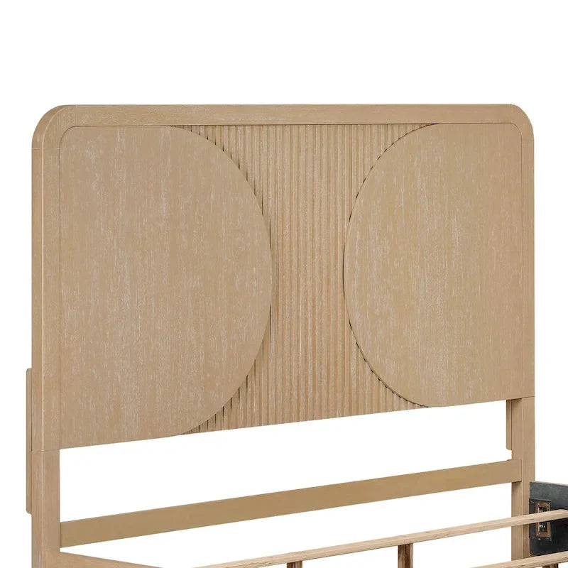 Natural Wood Fluted Panel Bed | King / Queen | Sleeps 2