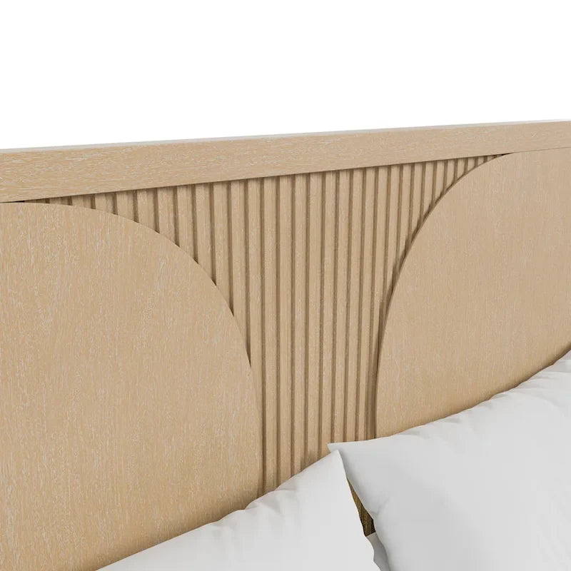 Natural Wood Fluted Panel Bed | King / Queen | Sleeps 2