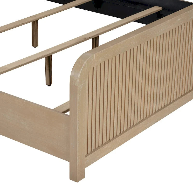 Natural Wood Fluted Panel Bed | King / Queen | Sleeps 2