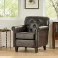 Brown Tufted Bonded Leather Club Chair – Single Seat