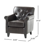 Brown Tufted Bonded Leather Club Chair – Single Seat