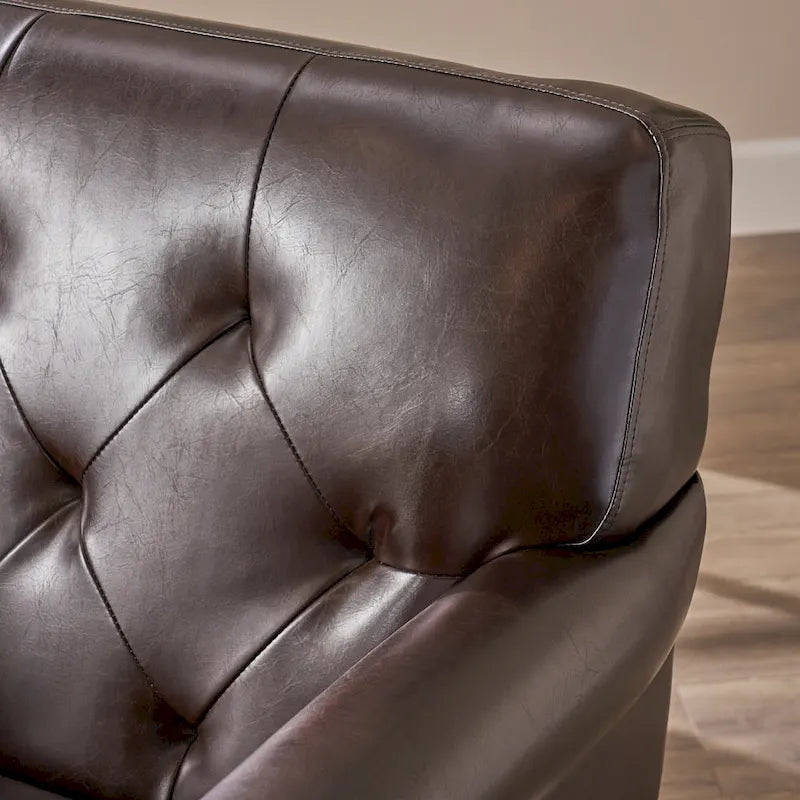 Brown Tufted Bonded Leather Club Chair – Single Seat