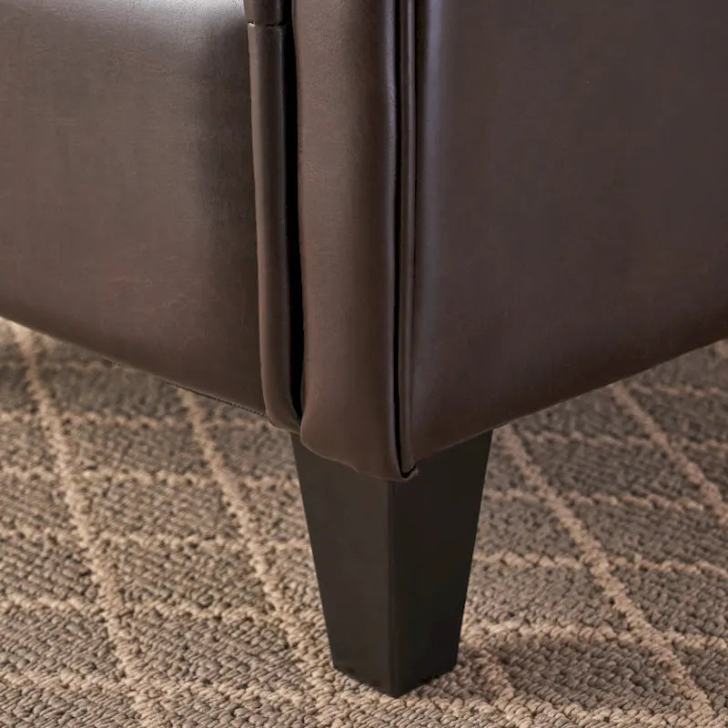 Brown Tufted Bonded Leather Club Chair – Single Seat