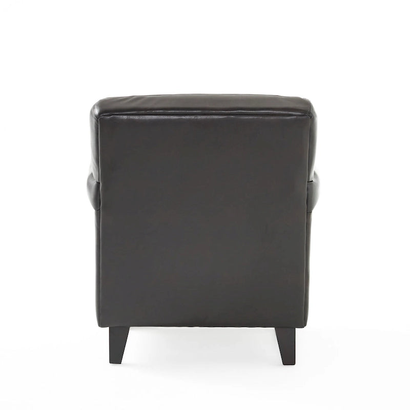 Brown Tufted Bonded Leather Club Chair – Single Seat
