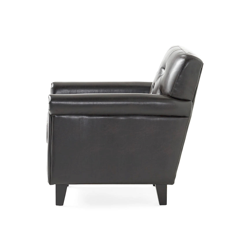 Brown Tufted Bonded Leather Club Chair – Single Seat