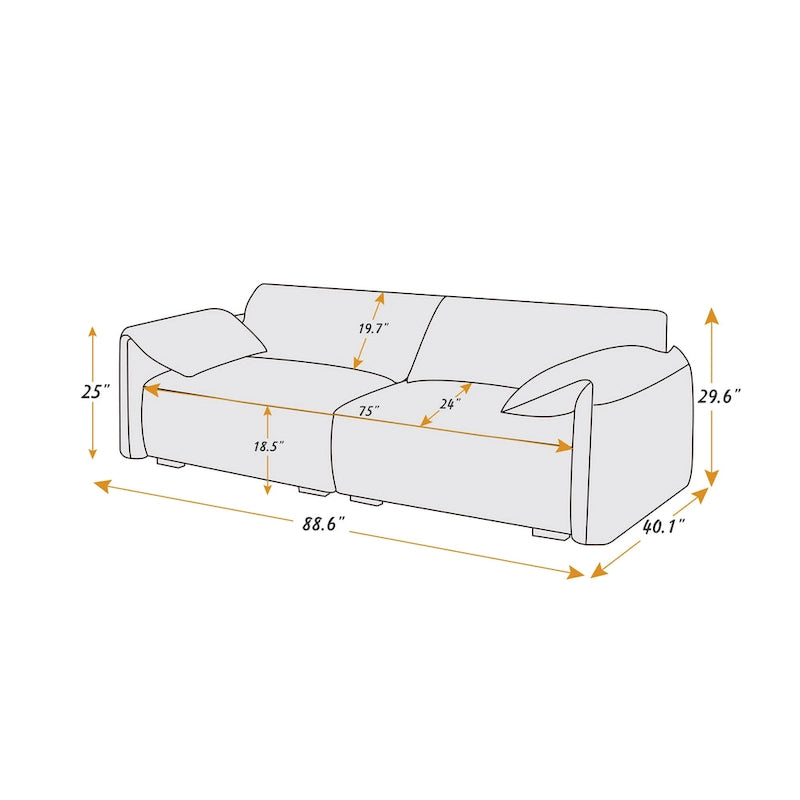 88.6 inch Modern Sofa, Leisure Couch For Gaming Room Living Room - 75' x 24'