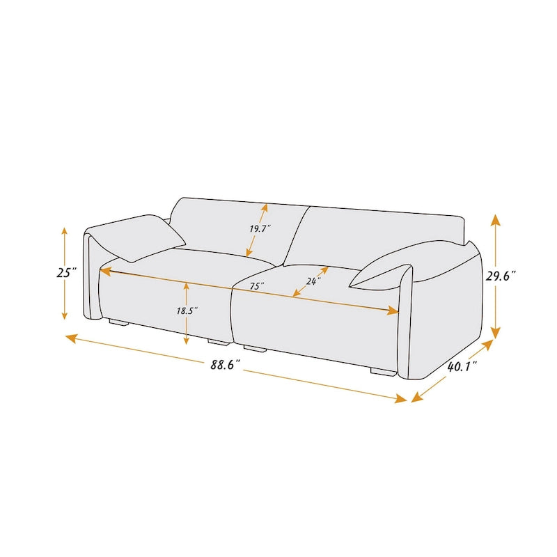 88.6 inch Modern Sofa, Leisure Couch For Gaming Room Living Room - 75' x 24'