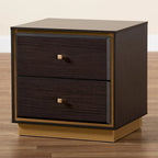 Transitional Wood/ Metal 2-Drawer Nightstand-Walnut/ Dark Brown