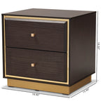 Transitional Wood/ Metal 2-Drawer Nightstand-Walnut/ Dark Brown