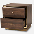 Transitional Wood/ Metal 2-Drawer Nightstand-Walnut/ Dark Brown