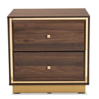 Transitional Wood/ Metal 2-Drawer Nightstand-Walnut/ Dark Brown