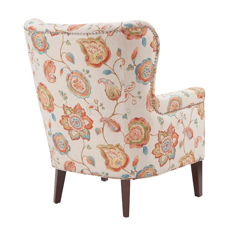 Cream Print High-Back Accent Chair, Set of 2