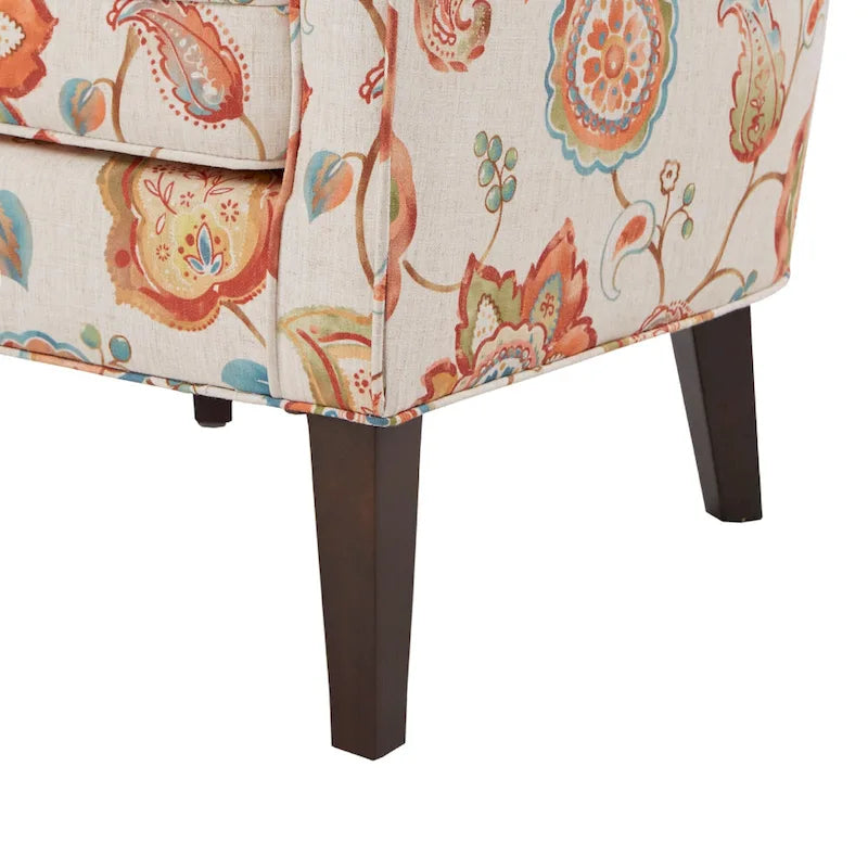 Cream Print High-Back Accent Chair, Set of 2
