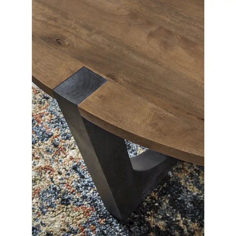 Brown/Black Mango Wood Coffee Table, 44"W x 44"D x 19"H, Seats 4
