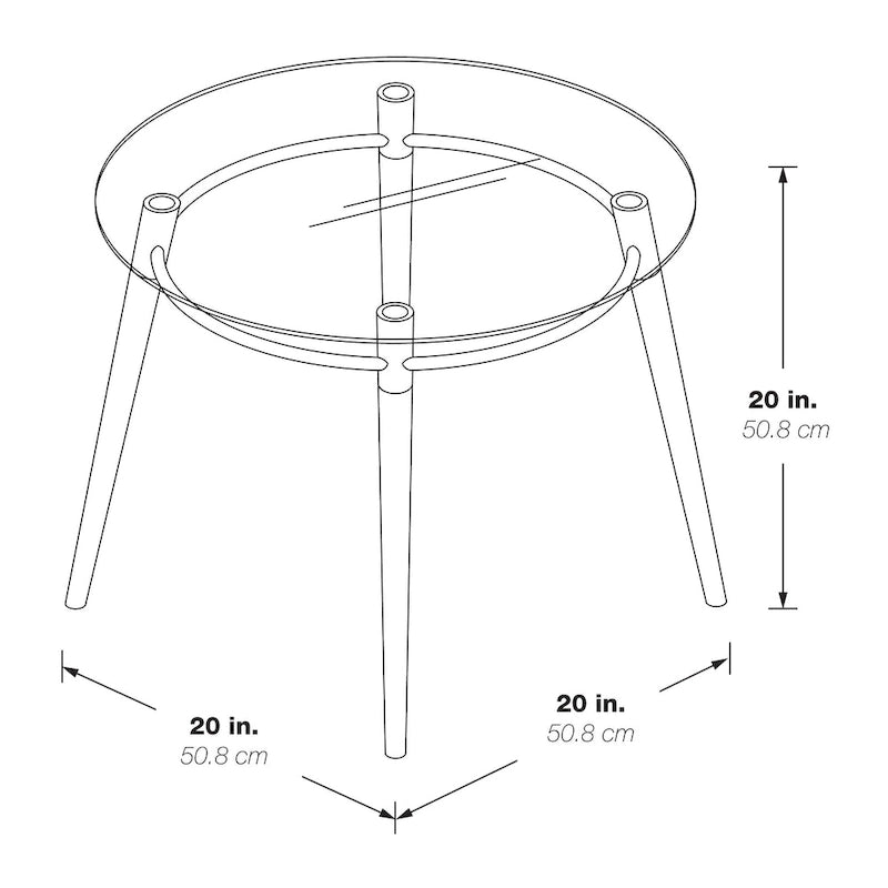 Round Glass Top Coffee Table – Brushed Nickel, 2-Person, Metal Frame