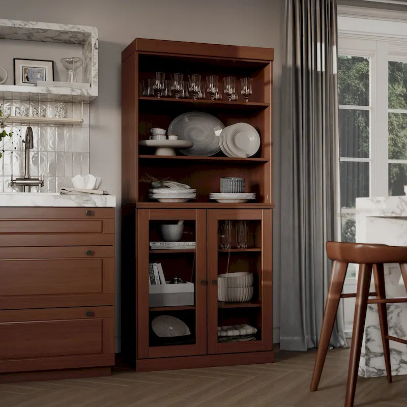 Natural Pine 2-Door Kitchen Pantry Cabinet, 32"W – Single Unit