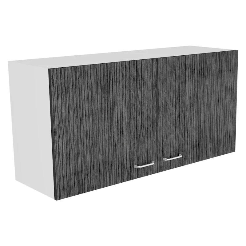 Double Door Wall-Mounted Storage Cabinet, White/Black, 2-Door