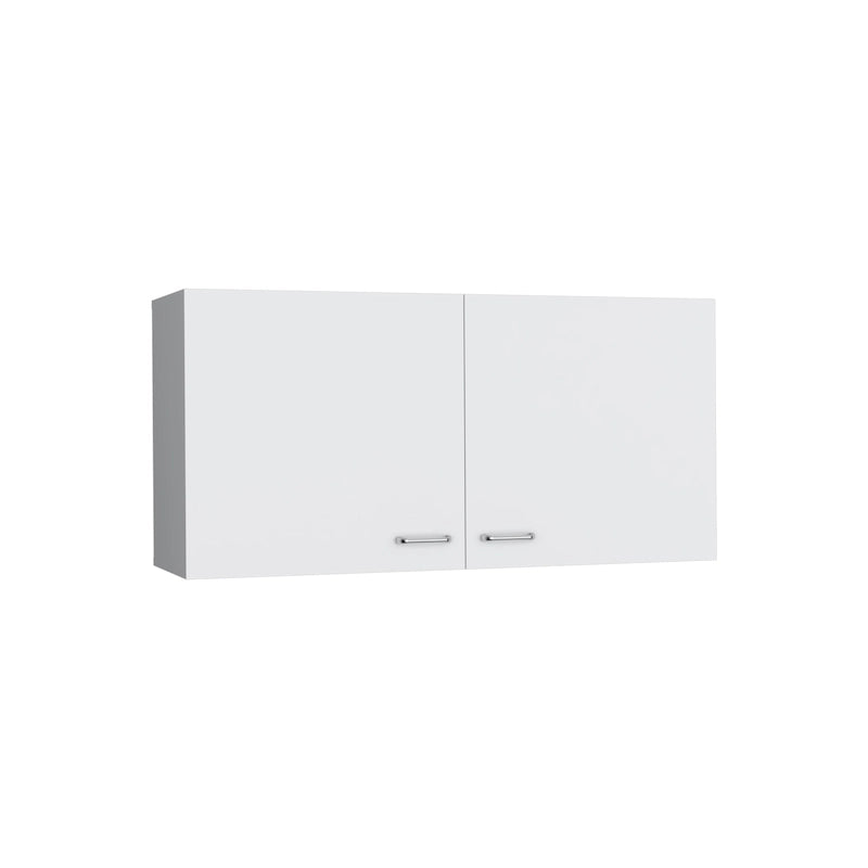 Double Door Wall-Mounted Storage Cabinet, White/Black, 2-Door