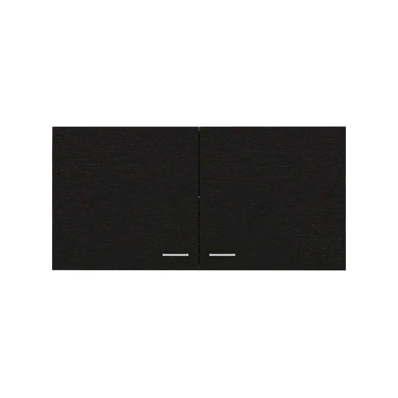 Double Door Wall-Mounted Storage Cabinet, White/Black, 2-Door