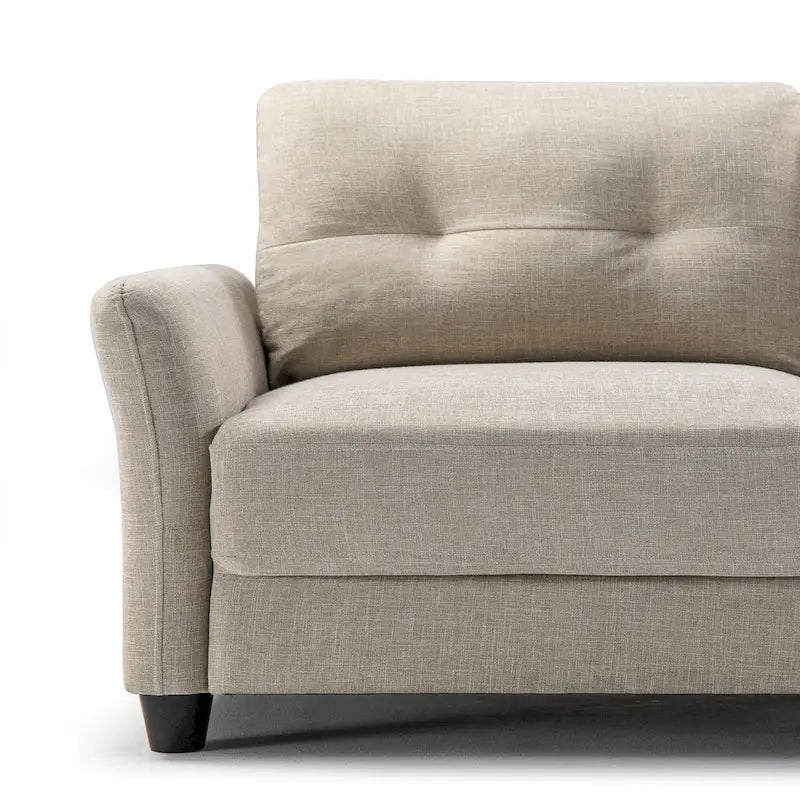 Gray Tufted 3-Seater Sofa with Flared Arms
