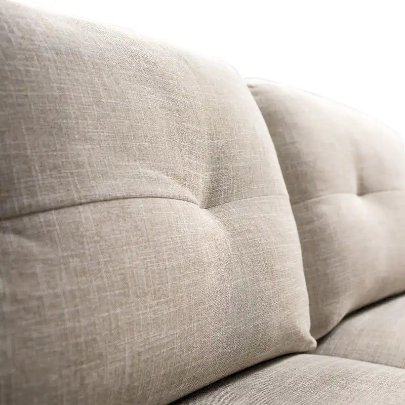 Gray Tufted 3-Seater Sofa with Flared Arms