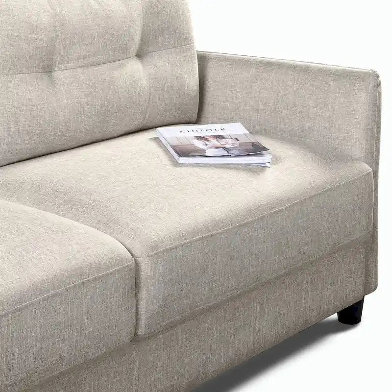 Gray Tufted 3-Seater Sofa with Flared Arms