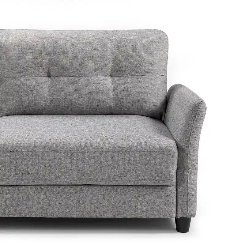 Gray Tufted 3-Seater Sofa with Flared Arms