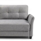 Gray Tufted 3-Seater Sofa with Flared Arms