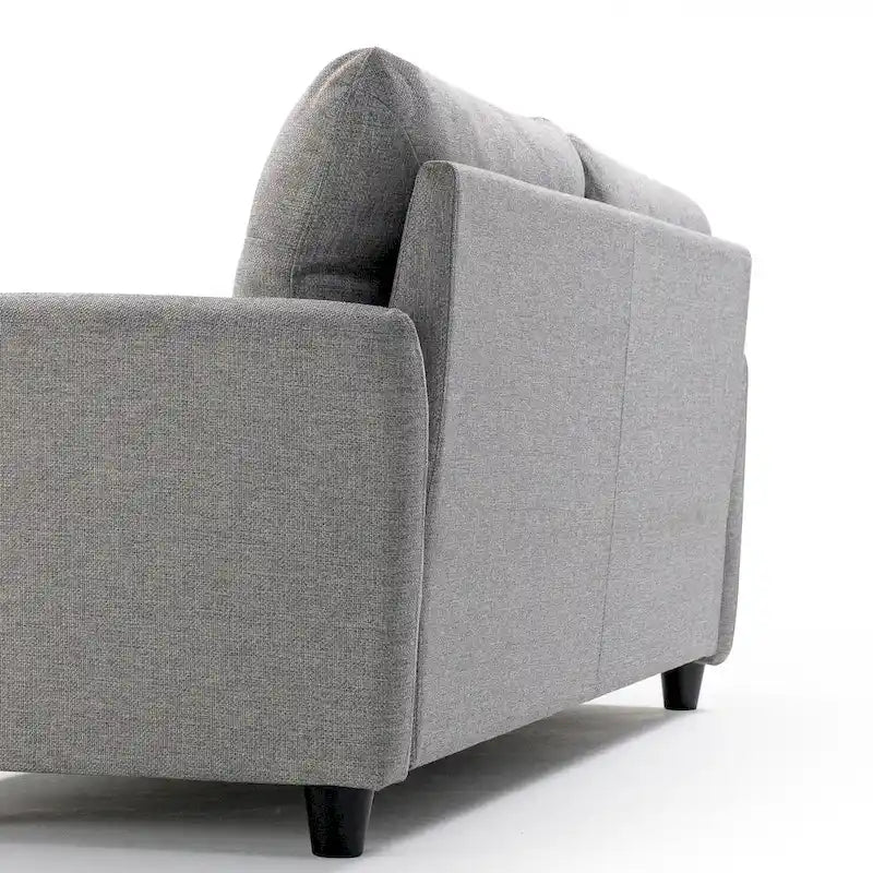 Gray Tufted 3-Seater Sofa with Flared Arms