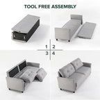 Gray Tufted 3-Seater Sofa with Flared Arms