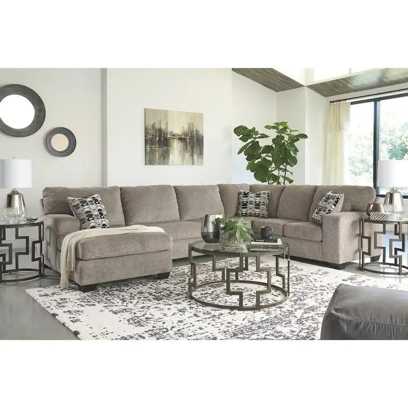 Platinum Gray 3-Piece Sectional Sofa with Left-Facing Chaise – Seats 3+