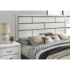 Contemporary Panel Bedroom Set in White Finish with Panel Bed, Dresser, Mirror, 2 Night Stands