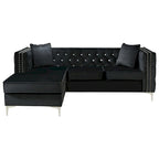 Gray Velvet Tufted L-Shape Sofa with Chaise, Seats 3