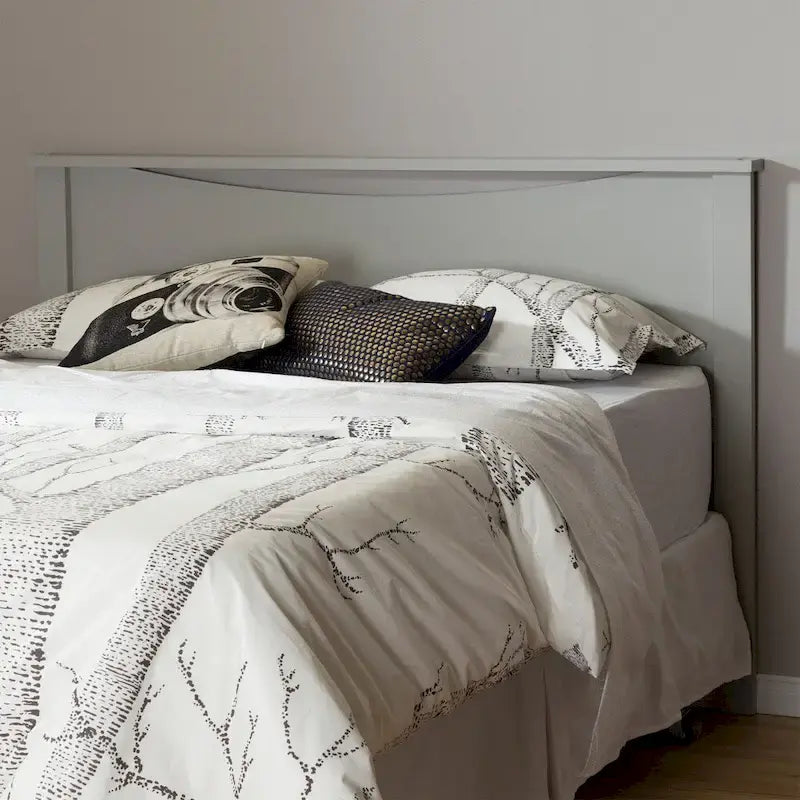 Grey Queen/Full Headboard – Curved Design, Fits 1–2 Users