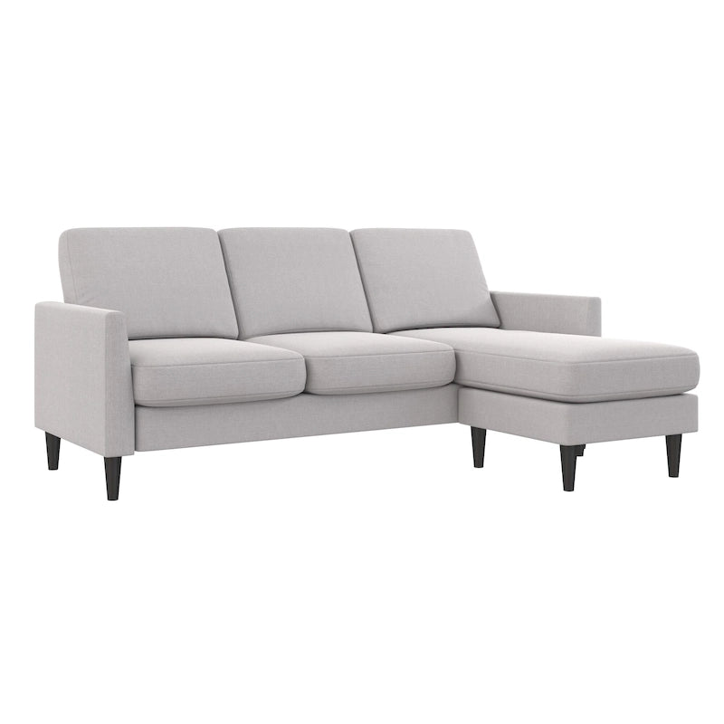 Light Gray Linen Reversible L-Shape Sectional Sofa for 3–4 People