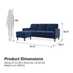 Light Gray Linen Reversible L-Shape Sectional Sofa for 3–4 People