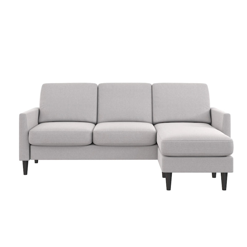 Light Gray Linen Reversible L-Shape Sectional Sofa for 3–4 People