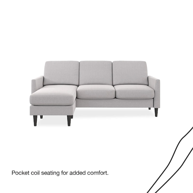 Light Gray Linen Reversible L-Shape Sectional Sofa for 3–4 People